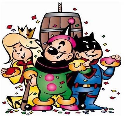 Illustration af en fastelavns kattekonge og dronning