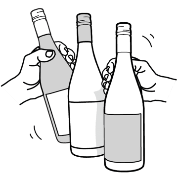 Illustration af vinflasker vedr. alkoholpolitik