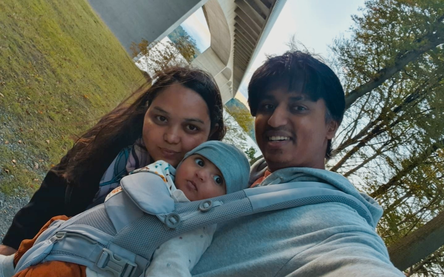 International newcomers smiling at the camera